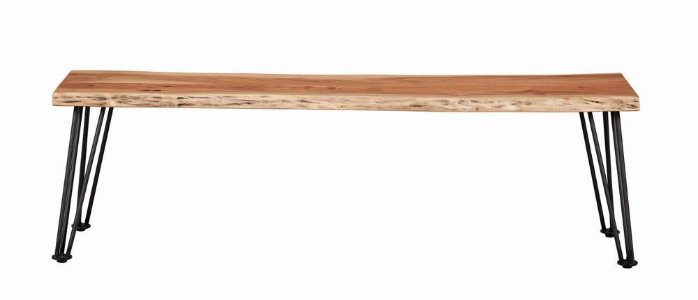 Sherman Bench Natural Acacia and Matte Black - VIP FURNITURE (NJ)