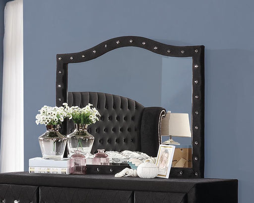 Deanna Button Tufted Dresser Mirror Black - VIP FURNITURE (NJ)
