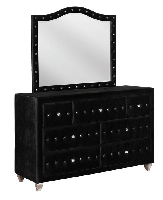 Deanna Button Tufted Dresser Mirror Black - VIP FURNITURE (NJ)