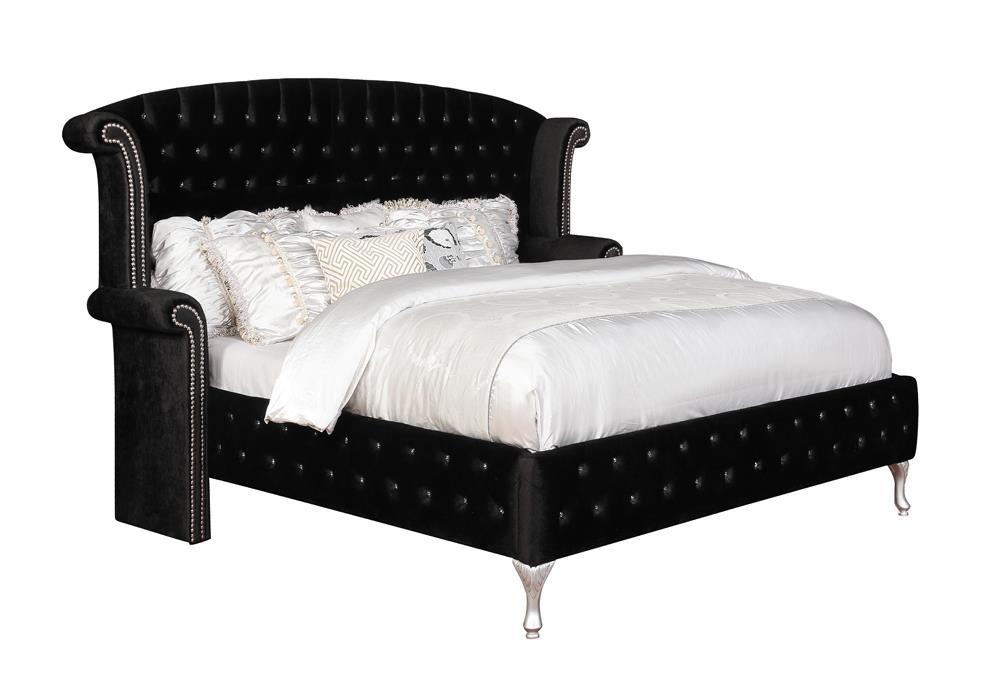 Deanna Queen Tufted Upholstered Bed Black - VIP FURNITURE (NJ)