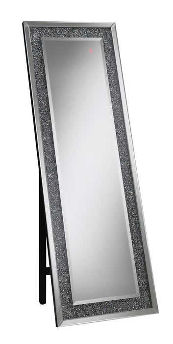 Carisi Rectangular Standing Mirror with LED Lighting Silver - VIP FURNITURE (NJ)