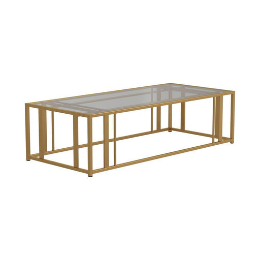 Adri Metal Frame Coffee Table Matte Brass - VIP FURNITURE (NJ)