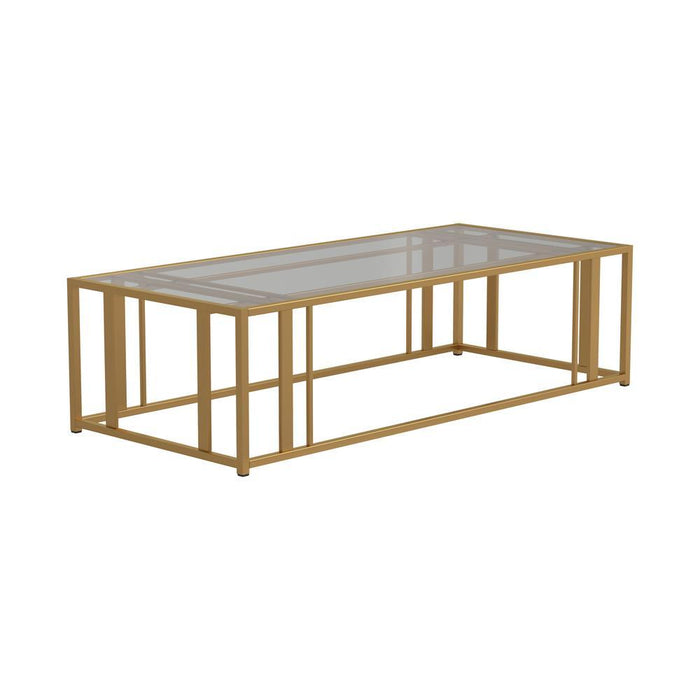 Adri Metal Frame Coffee Table Matte Brass - VIP FURNITURE (NJ)