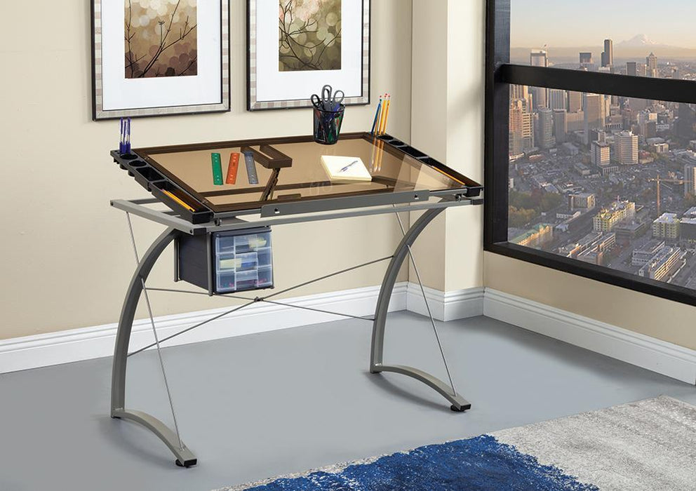 Melo 3-Drawer Drafting Desk Champagne - VIP FURNITURE (NJ)