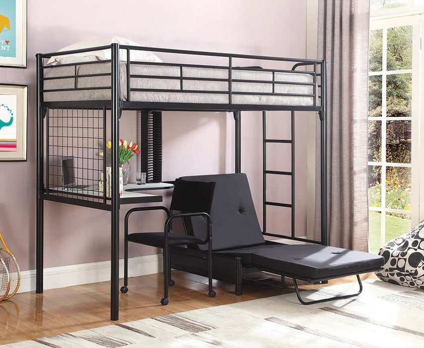 Jenner Twin Futon Workstation Loft Bed Black - VIP FURNITURE (NJ)