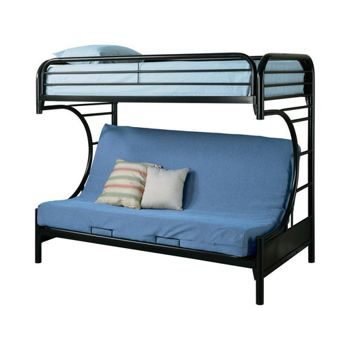 Montgomery Twin Over Futon Bunk Bed Glossy Black - VIP FURNITURE (NJ)