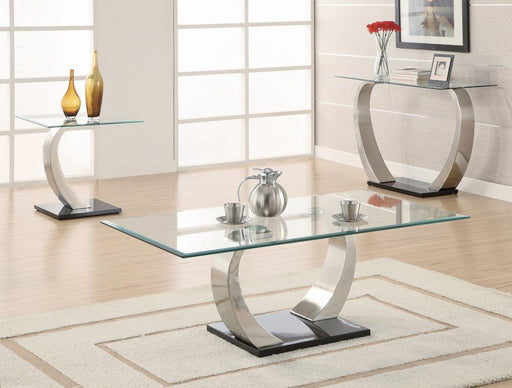 Pruitt Glass Top End Table Clear and Satin - VIP FURNITURE (NJ)