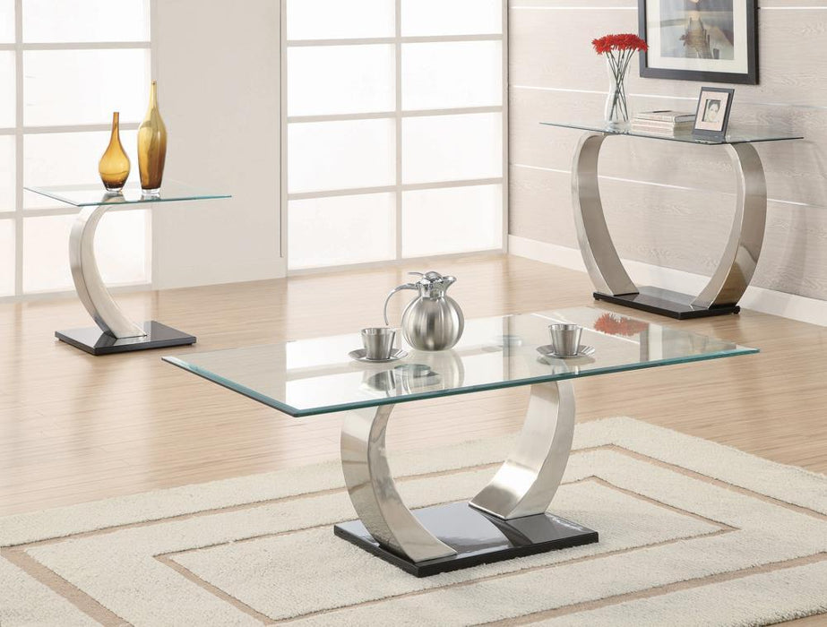 Pruitt Glass Top End Table Clear and Satin - VIP FURNITURE (NJ)