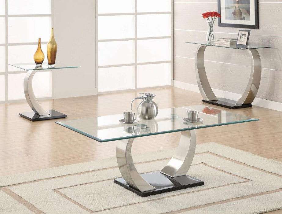 Pruitt Glass Top Coffee Table Clear and Satin - VIP FURNITURE (NJ)