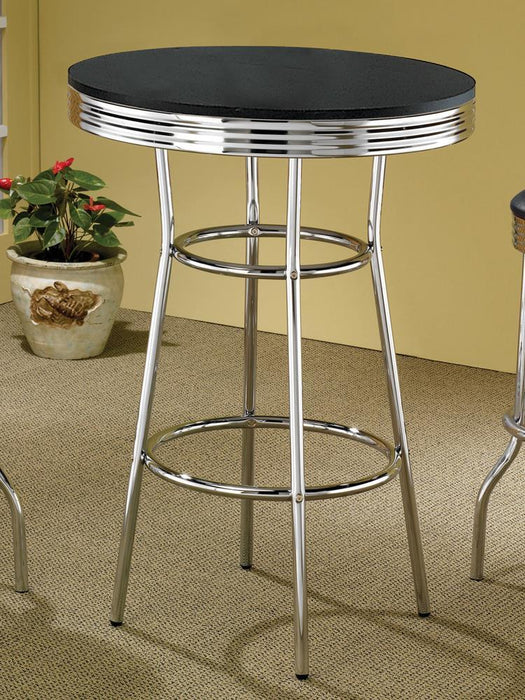 Theodore Round Bar Table Black and Chrome - VIP FURNITURE (NJ)