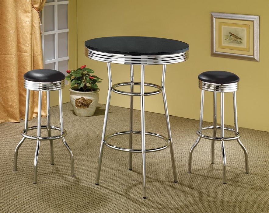 Theodore Round Bar Table Black and Chrome - VIP FURNITURE (NJ)