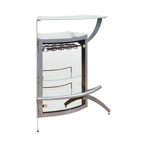 Dallas 2-shelf Home Bar Silver and Frosted Glass - VIP FURNITURE (NJ)