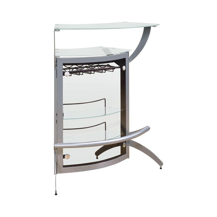 Dallas 2-shelf Home Bar Silver and Frosted Glass - VIP FURNITURE (NJ)