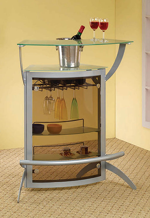 Dallas 2-shelf Home Bar Silver and Frosted Glass - VIP FURNITURE (NJ)