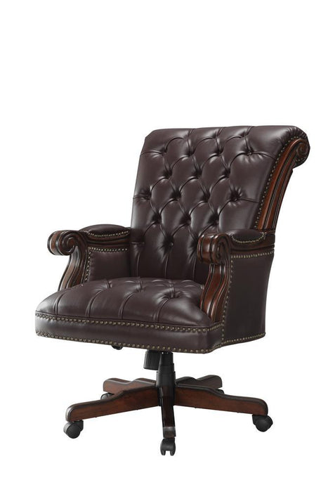 Calloway Tufted Adjustable Height Office Chair Dark Brown - VIP FURNITURE (NJ)