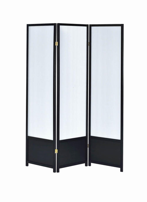 Calix 3-panel Folding Floor Screen Translucent and Black - VIP FURNITURE (NJ)
