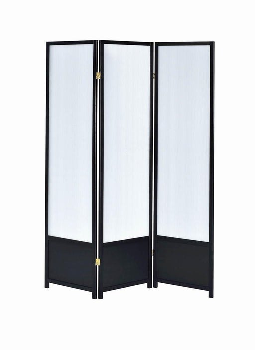 Calix 3-panel Folding Floor Screen Translucent and Black - VIP FURNITURE (NJ)