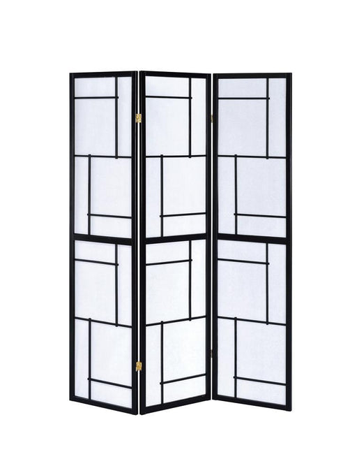 Damis 3-panel Folding Floor Screen Black and White - VIP FURNITURE (NJ)