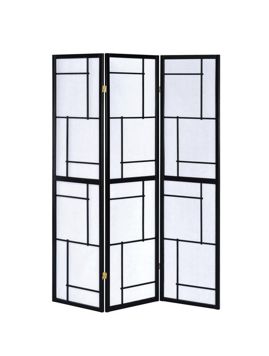 Damis 3-panel Folding Floor Screen Black and White - VIP FURNITURE (NJ)
