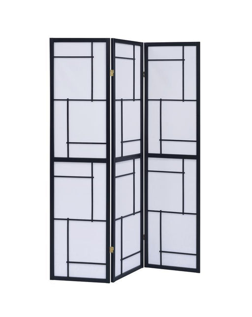 Damis 3-panel Folding Floor Screen Black and White - VIP FURNITURE (NJ)