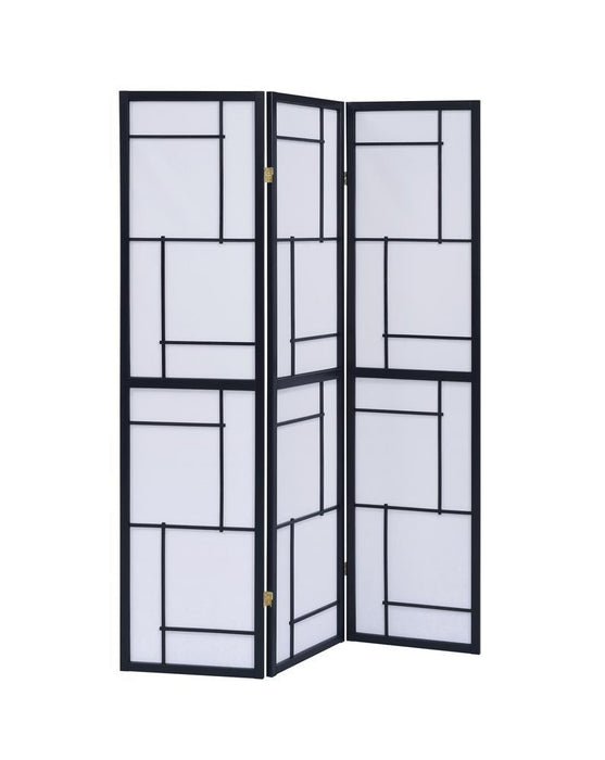 Damis 3-panel Folding Floor Screen Black and White - VIP FURNITURE (NJ)