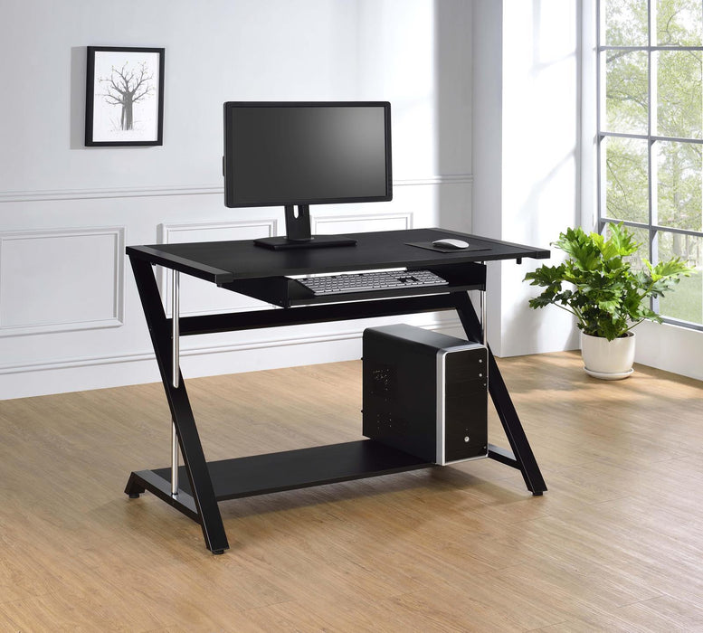 Mallet Computer Desk with Bottom Shelf Black - VIP FURNITURE (NJ)