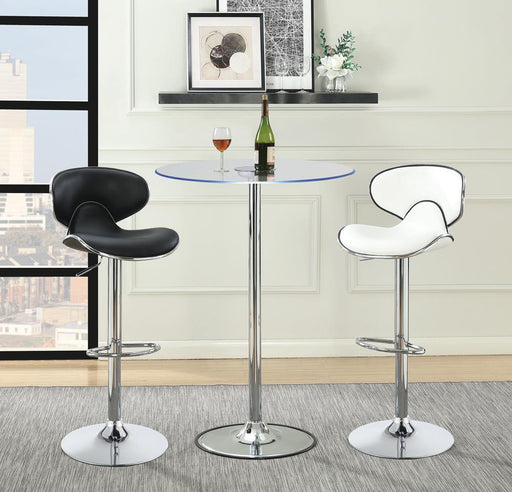 Edenton Upholstered Adjustable Height Bar Stools Black and Chrome (Set of 2) - VIP FURNITURE (NJ)