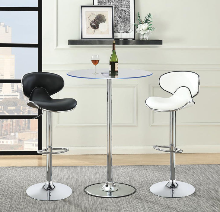 Edenton Upholstered Adjustable Height Bar Stools Black and Chrome (Set of 2) - VIP FURNITURE (NJ)