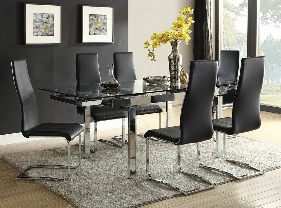 Montclair High Back Dining Chairs Black and Chrome (Set of 4) - VIP FURNITURE (NJ)