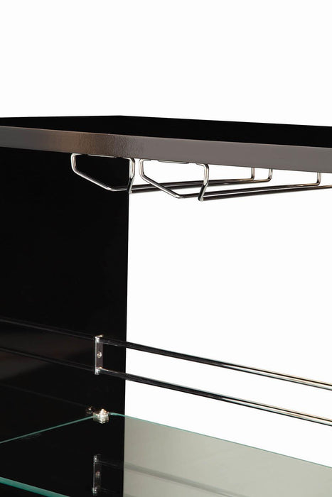 Adolfo 3-tier Bar Table Glossy Black and Clear - VIP FURNITURE (NJ)