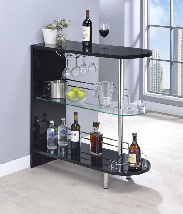 Adolfo 3-tier Bar Table Glossy Black and Clear - VIP FURNITURE (NJ)