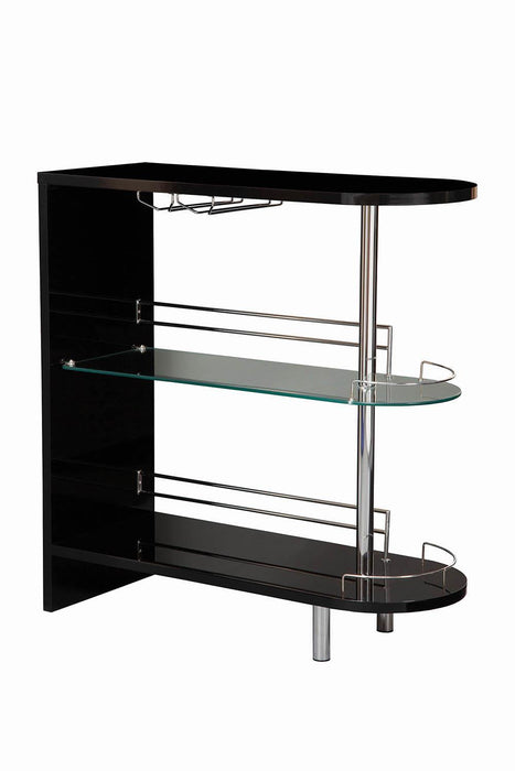 Adolfo 3-tier Bar Table Glossy Black and Clear - VIP FURNITURE (NJ)