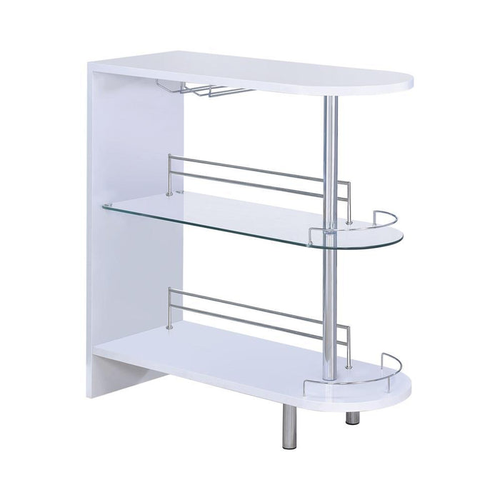 Adolfo 3-tier Bar Table Glossy White and Clear - VIP FURNITURE (NJ)