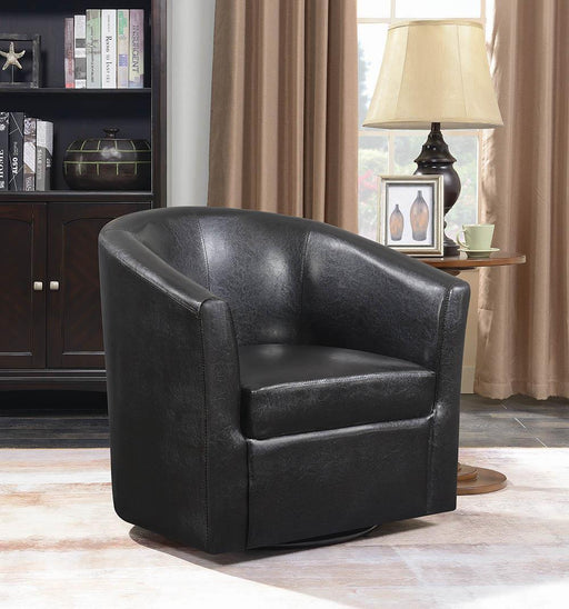 Turner Upholstery Sloped Arm Accent Swivel Chair Dark Brown - VIP FURNITURE (NJ)