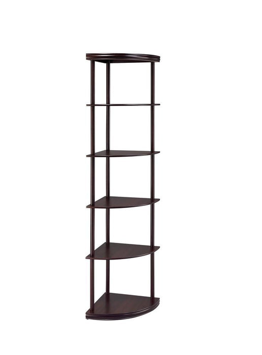 Bonwick 5-shelf Corner Bookshelf Cappuccino - VIP FURNITURE (NJ)