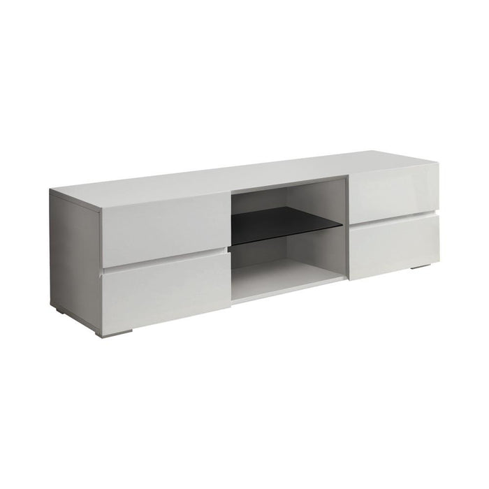 Galvin 4-drawer TV Console Glossy White - VIP FURNITURE (NJ)