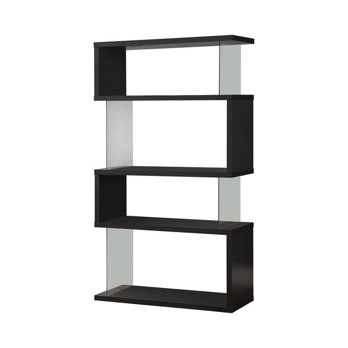 Emelle 4-tier Bookcase Black and Clear - VIP FURNITURE (NJ)