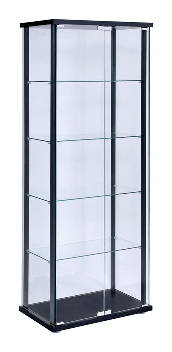 Delphinium 5-shelf Glass Curio Cabinet Black and Clear - VIP FURNITURE (NJ)