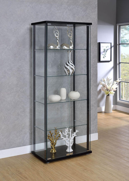 Delphinium 5-shelf Glass Curio Cabinet Black and Clear - VIP FURNITURE (NJ)