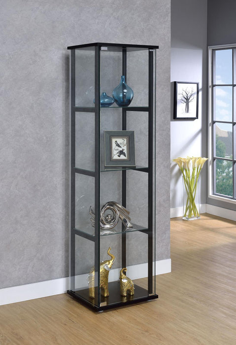 Cyclamen 4-shelf Glass Curio Cabinet Black and Clear - VIP FURNITURE (NJ)