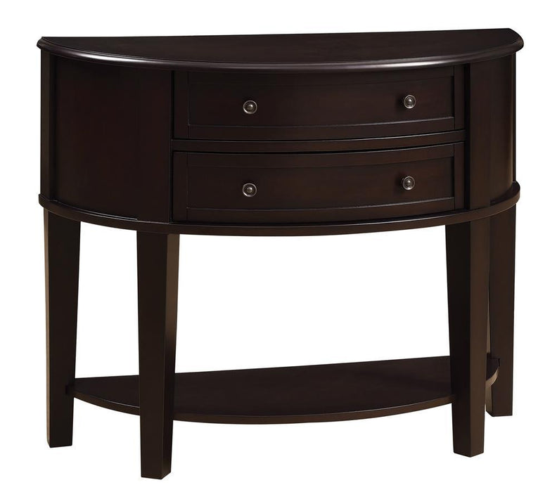 Diane 2-drawer Demilune Shape Console Table Cappuccino - VIP FURNITURE (NJ)