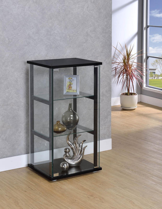 Cyclamen 3-shelf Glass Curio Cabinet Black and Clear - VIP FURNITURE (NJ)