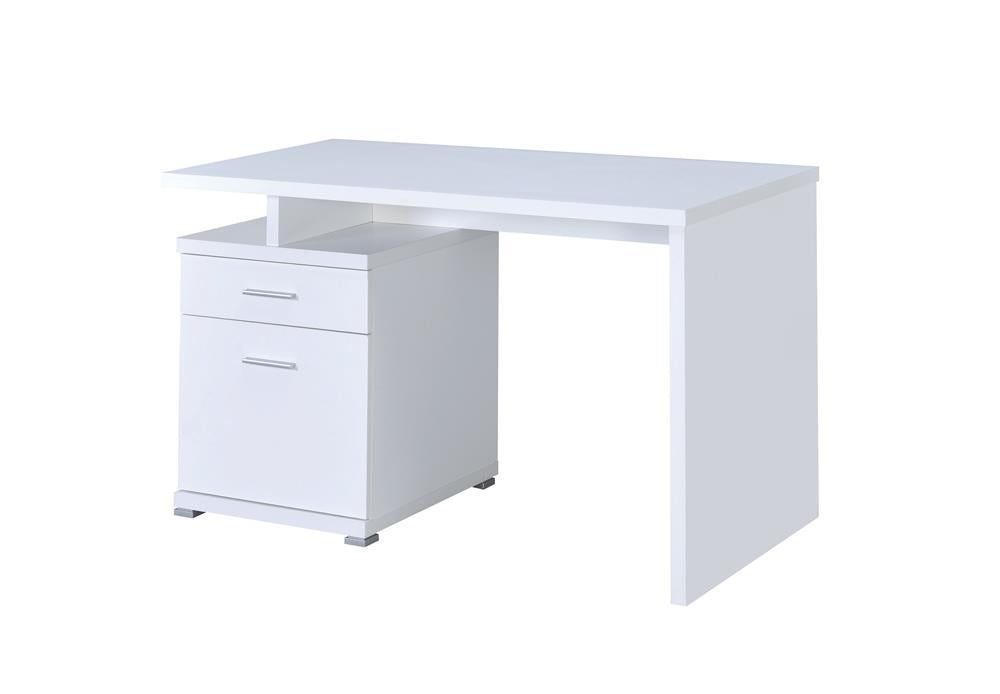 Irving 2-drawer Office Desk with Cabinet White - VIP FURNITURE (NJ)