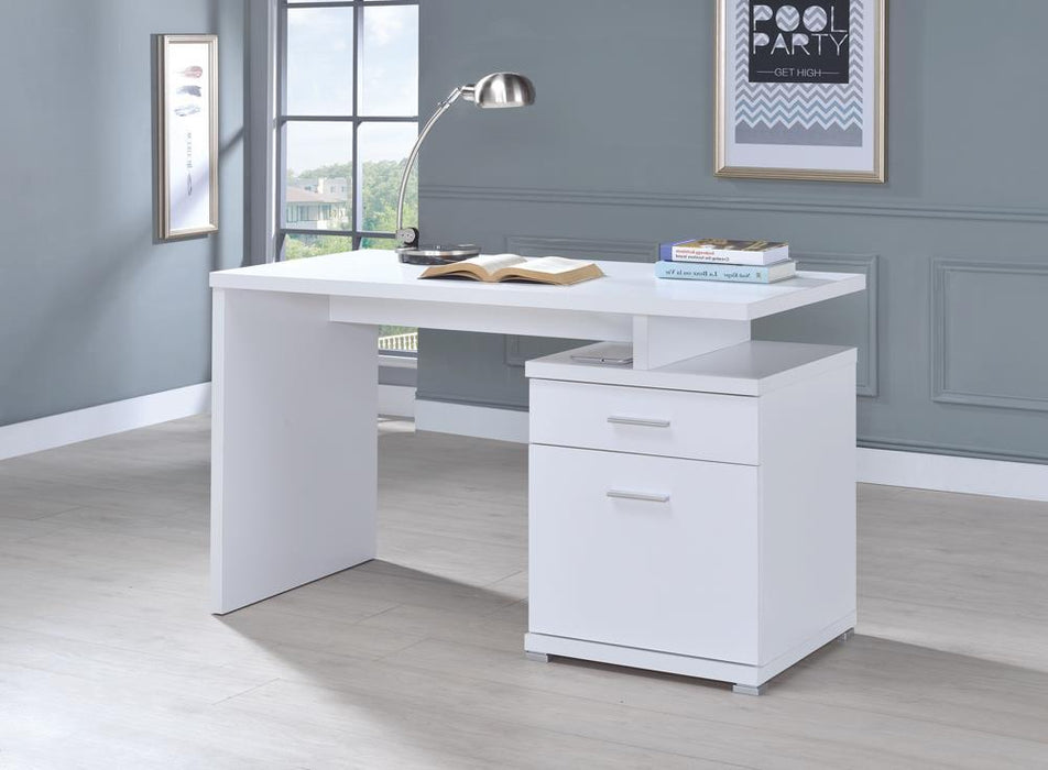 Irving 2-drawer Office Desk with Cabinet White - VIP FURNITURE (NJ)