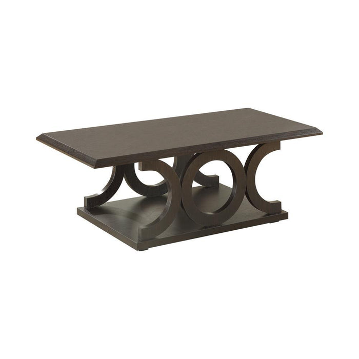 Shelly C-shaped Base Coffee Table Cappuccino - VIP FURNITURE (NJ)