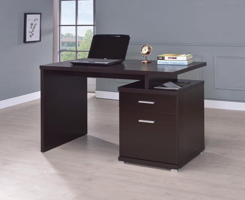 Irving 2-drawer Office Desk with Cabinet Cappuccino - VIP FURNITURE (NJ)