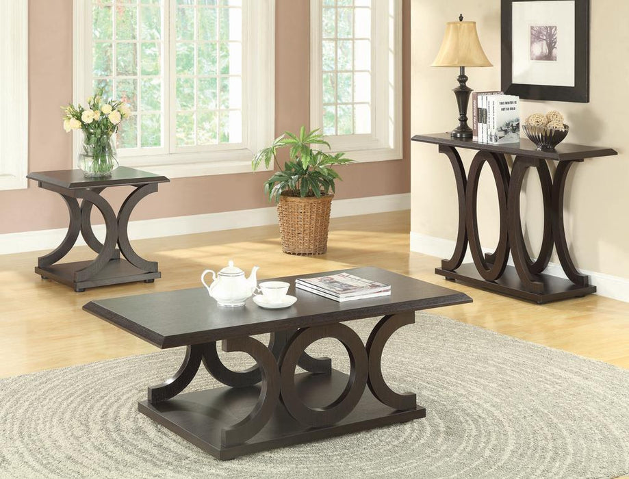 Shelly C-shaped Base End Table Cappuccino - VIP FURNITURE (NJ)