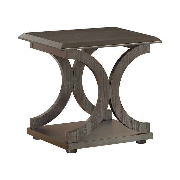 Shelly C-shaped Base End Table Cappuccino - VIP FURNITURE (NJ)