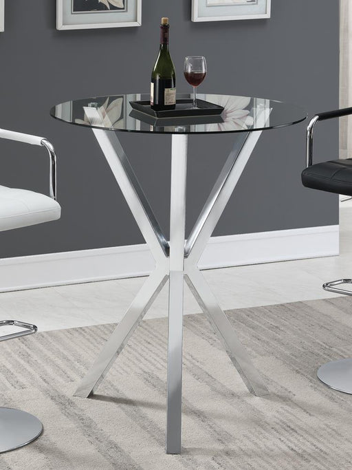 Denali Round Glass Top Bar Table Chrome - VIP FURNITURE (NJ)