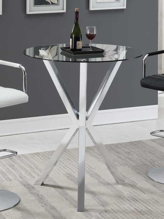 Denali Round Glass Top Bar Table Chrome - VIP FURNITURE (NJ)